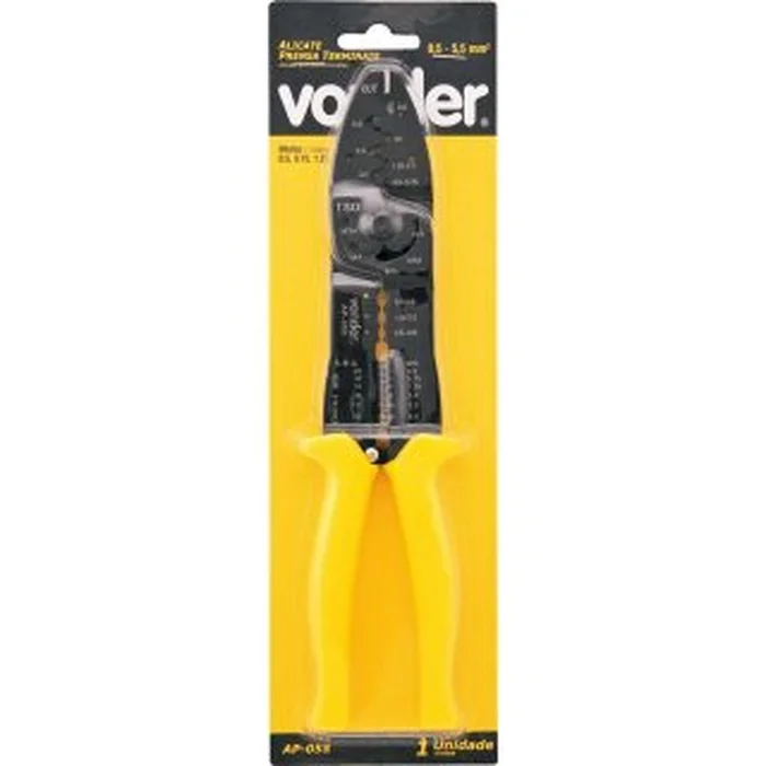 Alicate Prensa Terminais, pré-isolado, 0,5 mm² a 5,5 mm², AP 055, VONDER