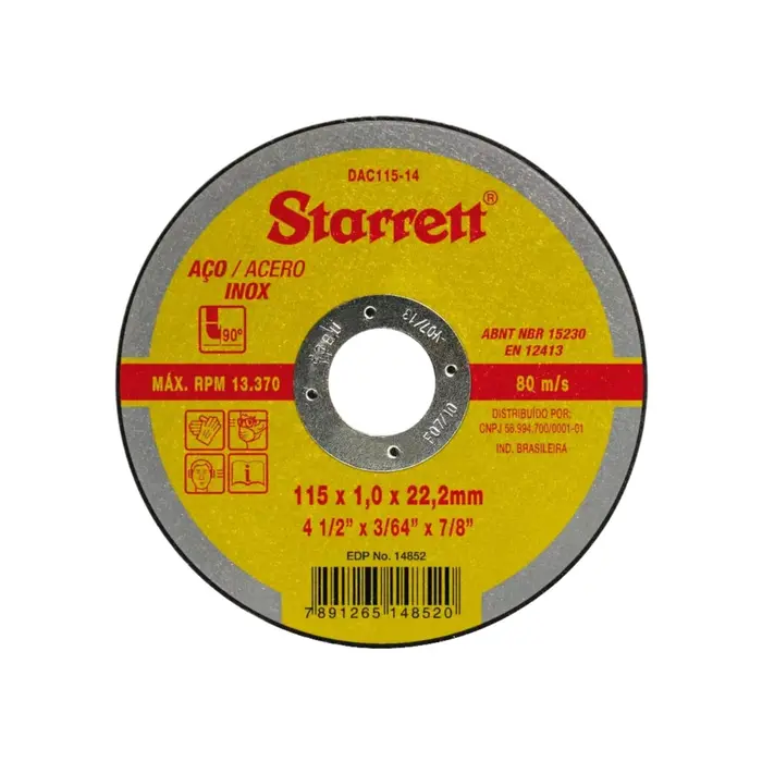 Disco Abrasivo de Corte 115mmX1.0mmX22.23mm - Starrett