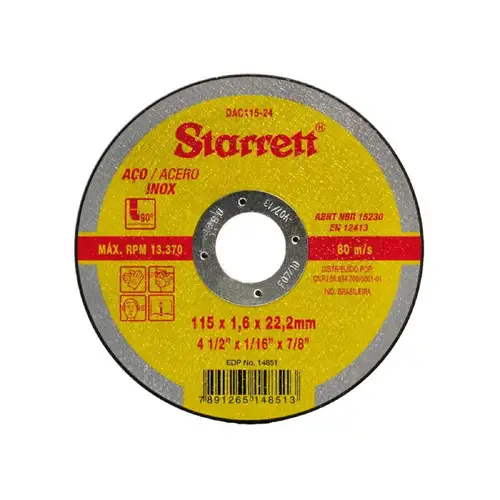 Disco Abrasivo de Corte 115mmX1.6mmX22.23mm - Starrett