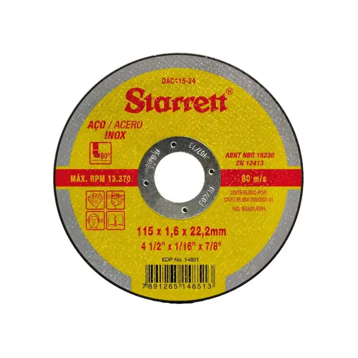 Disco Abrasivo de Corte 115mmX1.6mmX22.23mm - Starrett