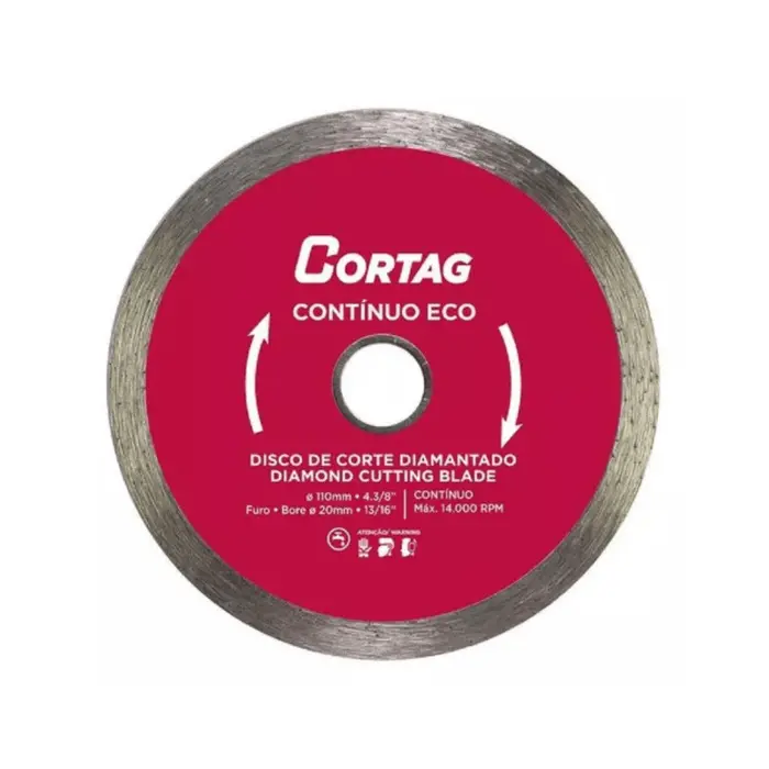 Disco de Corte Diamantado Liso 110mm Continuo Eco - Cortag
