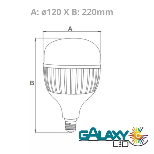 Lâmpada LED Bulbo 65W 6500K E27 com Adaptador E40 Galaxy