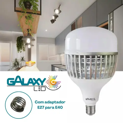 Lâmpada LED Bulbo 65W 6500K E27 com Adaptador E40 Galaxy