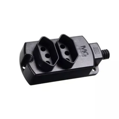 Régua de tomadas 2P+T – 20A – 2 postos Preto