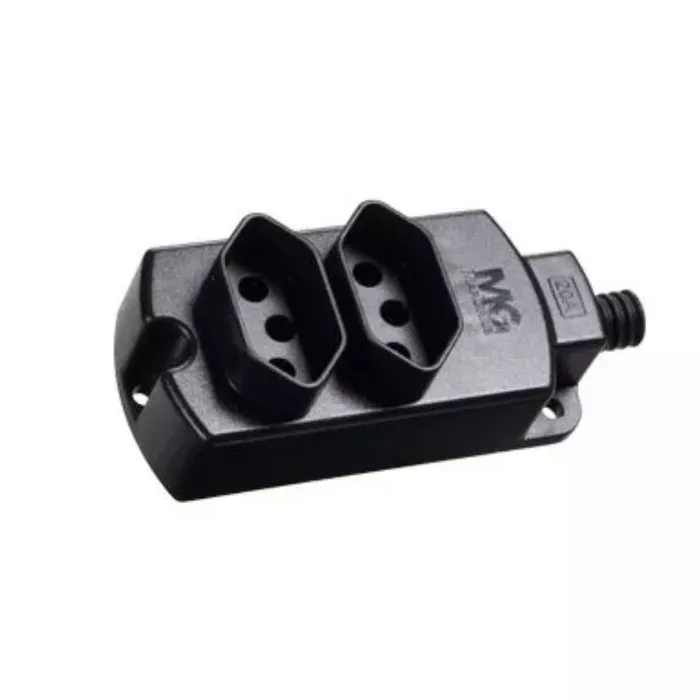 Régua de tomadas 2P+T – 20A – 2 postos Preto