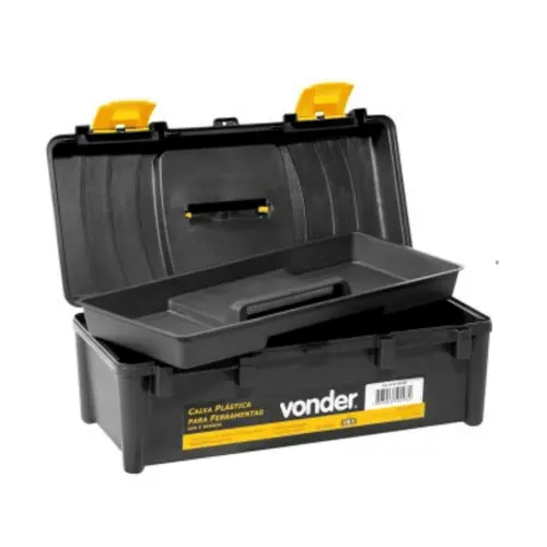 Caixa plástica para ferramentas, preta e amarela com 1 bandeja, VD 4038 - VONDER