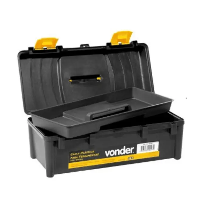 Caixa plástica para ferramentas, preta e amarela com 1 bandeja, VD 4038 - VONDER