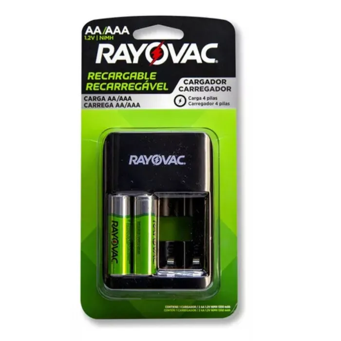 Carregador De Pilha AA AAA USB Rayovac + 02 Pilhas Aa 1350mah