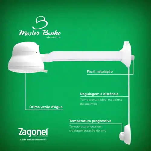 Ducha Master Banho 7500W 220V com Haste Zagonel