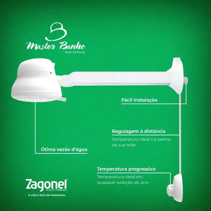 Ducha Master Banho 7500W 220V com Haste Zagonel