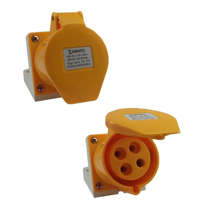 Tomada de parede/sobrepor 124-4 - 3P+T 4H 127Vca/32A Amarelo IP44 