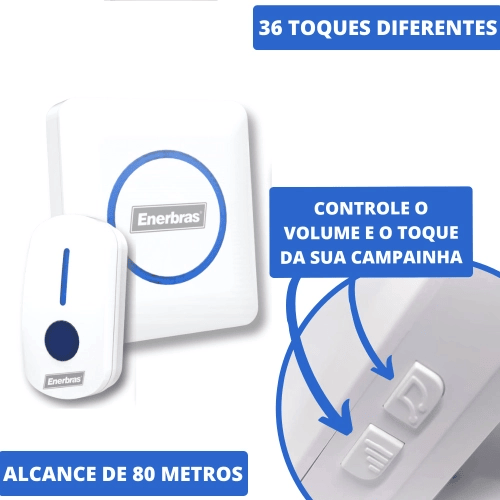 Campainha Wireless Codificada Plugue Enerbras