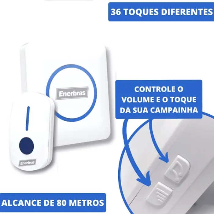 Campainha Wireless Codificada Plugue Enerbras