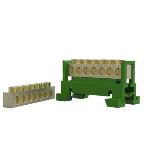 Borneira 7 Furos com Suporte DIN Verde Borne 7 Vias Terra 