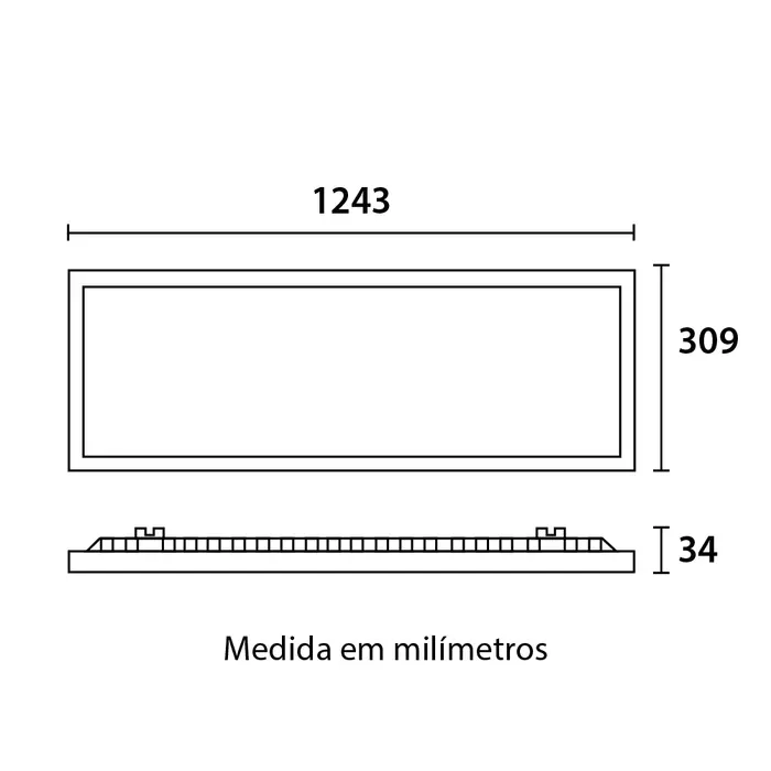 Painel LED Embutir Retangular Alumínio 40W 6.500K - Branco Blumenau