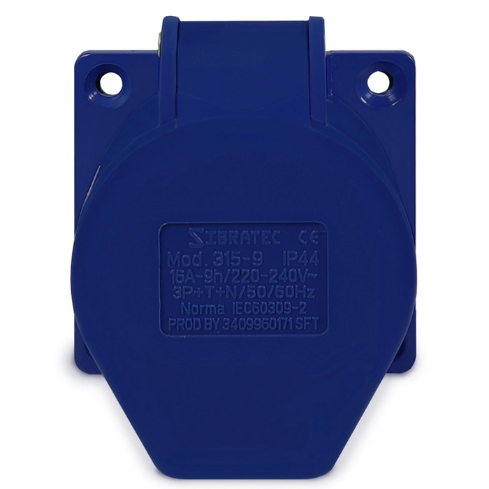 Tomada de Embutir 315-9 - 3P+N+T 9H 220Vca/16A Azul IP44 