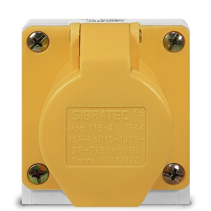Tomada de parede/sobrepor 113-4 - 2P+T 4H 127Vca/16A Amarelo IP44