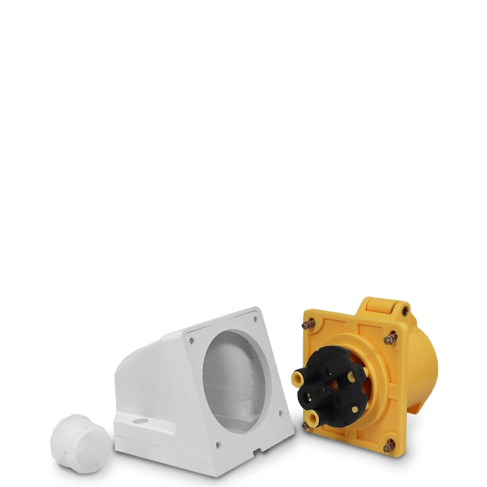 Tomada de parede/sobrepor 113-4 - 2P+T 4H 127Vca/16A Amarelo IP44