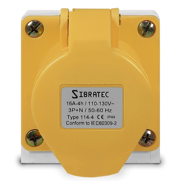 Tomada de parede/sobrepor 114-4 - 3P+T 4H 127Vca/16A Amarelo IP44 