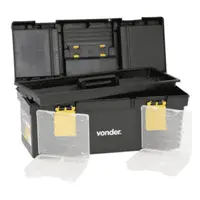 Caixa plástica para ferramentas, preta e amarela, com 1 bandeja, CPV 0455, VONDER - imagem 1