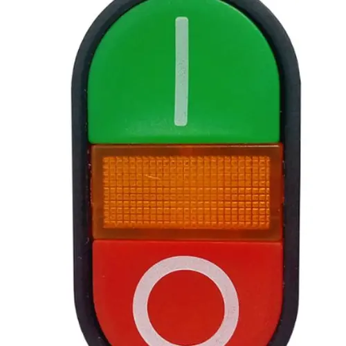 Botão Duplo Liga/Desliga Iluminado Arredondado XB2-EBW8365 220VCA 1NA+1NF SIBRATEC