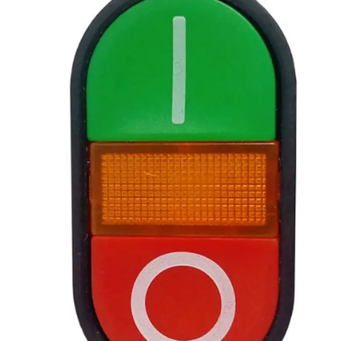 Botão Duplo Liga/Desliga Iluminado Arredondado XB2-EBW8365 220VCA 1NA+1NF SIBRATEC