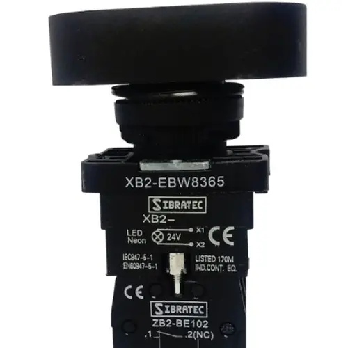 Botão Duplo Liga/Desliga Iluminado Arredondado XB2-EBW8365 220VCA 1NA+1NF SIBRATEC