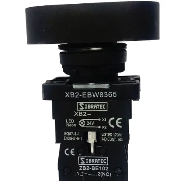 Botão Duplo Liga/Desliga Iluminado Arredondado XB2-EBW8365 220VCA 1NA+1NF SIBRATEC