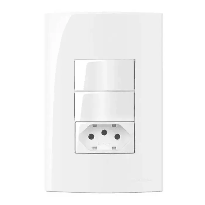 Conjunto 2 interruptores simples 10A 250V + 1 tomada 2P+T 10A 250V Sleek Margirius