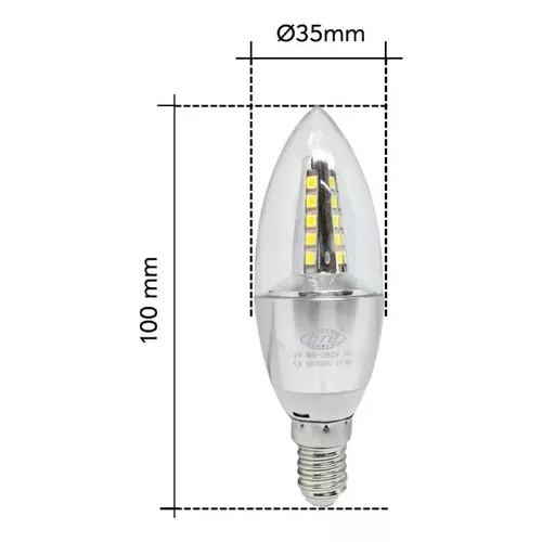  Lâmpada LED Vela E14 4w  6.500K CTB
