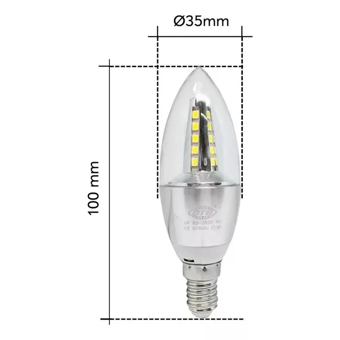  Lâmpada LED Vela E14 4w  6.500K CTB