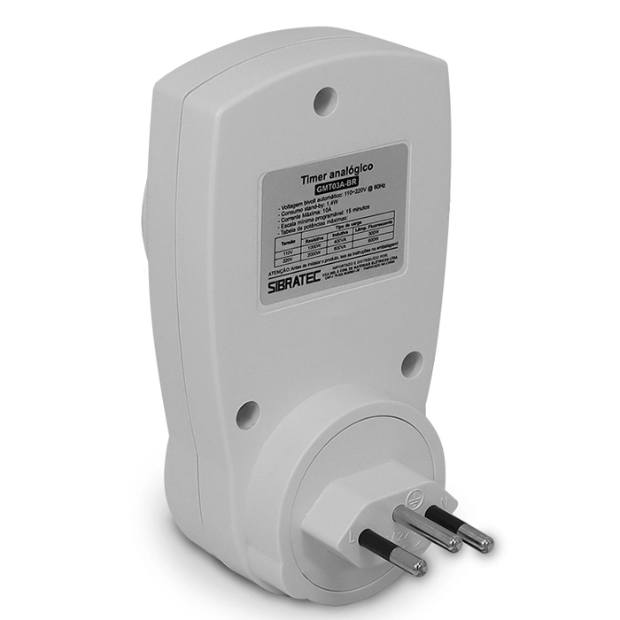 Programador Horário GMT03A Analógico 110/220V Bivolt 60Hz - Plugue Padrão Brasileiro Sibratec