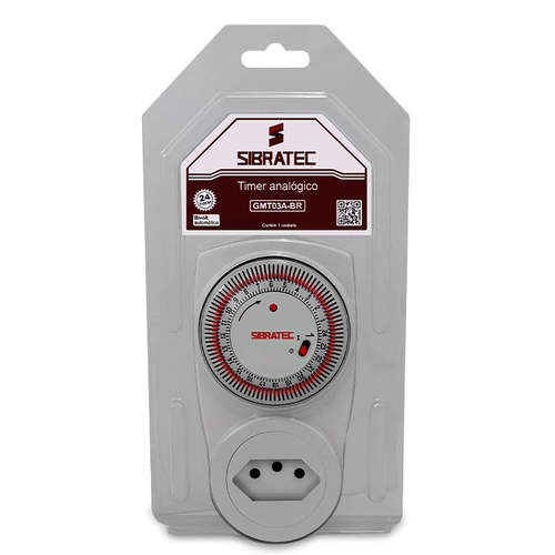 Programador Horário GMT03A Analógico 110/220V Bivolt 60Hz - Plugue Padrão Brasileiro Sibratec