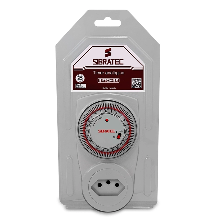 Programador Horário GMT03A Analógico 110/220V Bivolt 60Hz - Plugue Padrão Brasileiro Sibratec