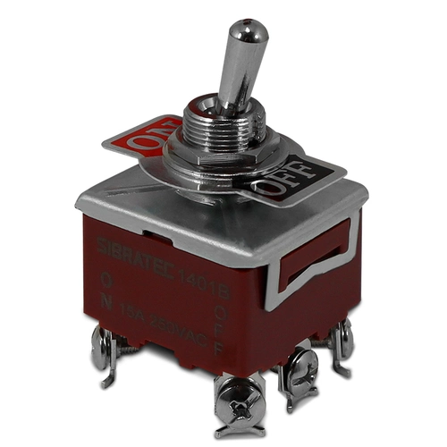 Chave Alavanca 1401B - 3 Polos - LIGA/DESLIGA - 2 Posições - Com Parafuso Sibratec