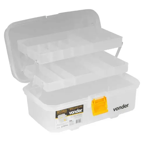 Caixa Plástica Transparente com 2 Bandejas - Vonder