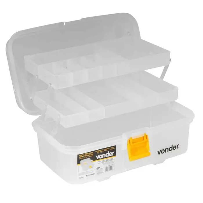Caixa Plástica Transparente com 2 Bandejas - Vonder