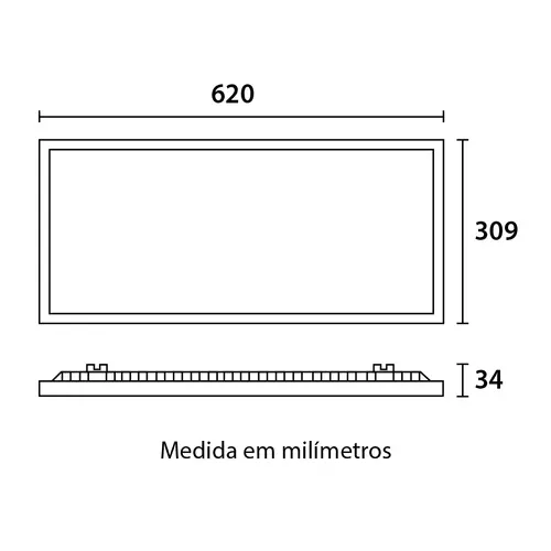 Painel LED Embutir Retangular Alumínio 40W 6.500K - Branco Blumenau