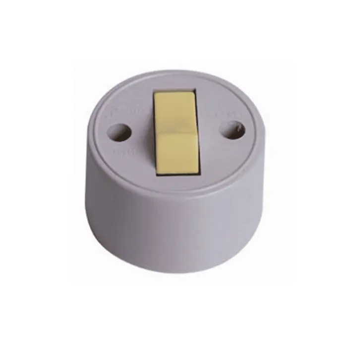 Interruptor Sobrepor Simples Redondo Cinza - Perlex