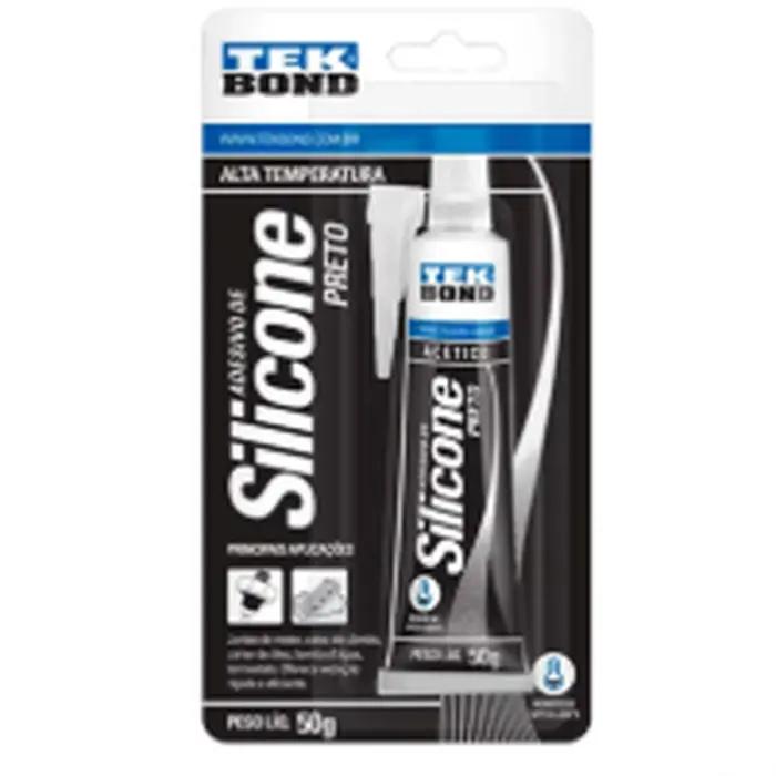 Silicone Acético Alta Temperatura Preto 50g Tekbond