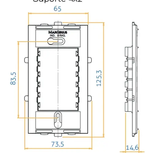 Conjunto 4x2 1 Interrupitor Simples 10A 250V + 2 Tomadas 2P+T 20A 250V Sleek Margirius