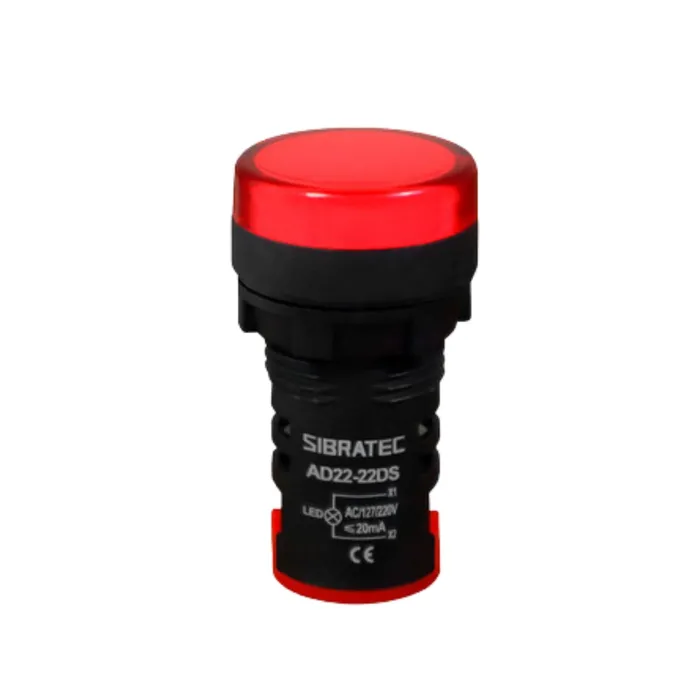 Sinaleiro LED AD22-22mm 220/110V Vermelho Sibratec