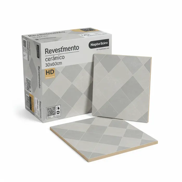 Revestimento Cerâmico Decorado 30x60cm HD Cinza Geométrico – Caixa com 1,8m²