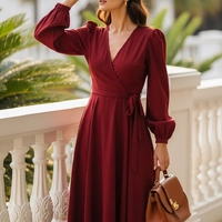 Vestido Midi Elegance Vinho - imagem 1