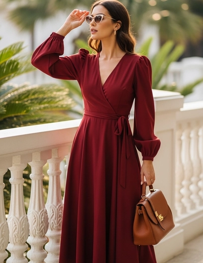 Vestido Midi Elegance Vinho
