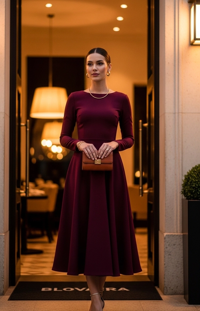 Vestido Midi Elegance Vinho