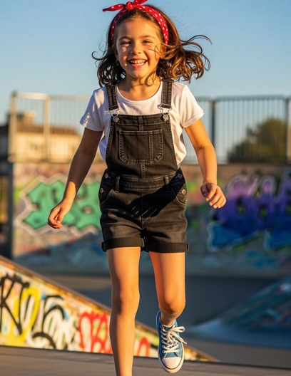 Jardineira Jeans Mini Style Kids