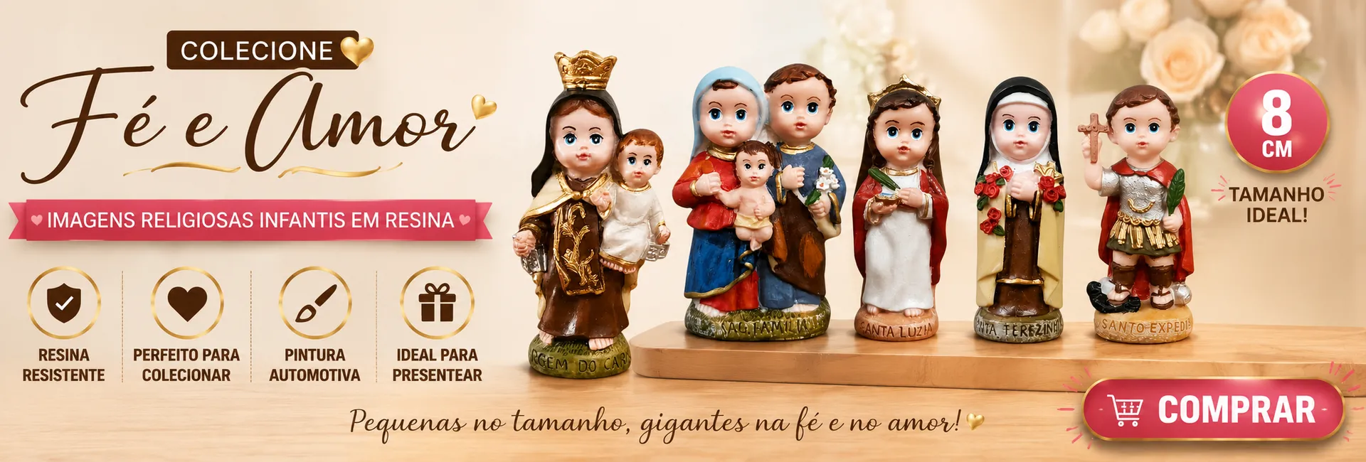 Banner Imagens de Santos Católicos Santinhos de Resina para colecionar