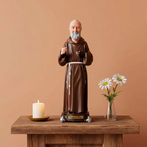 Imagem de São Padre Pio de Borracha Inquebrável - 38 cm