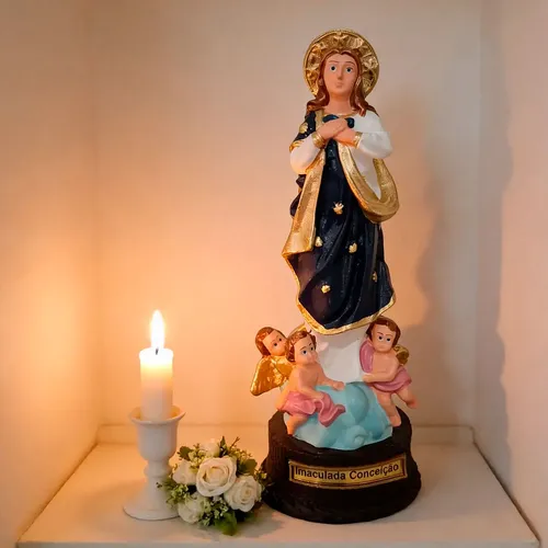 Imagem de Nossa Senhora da Imaculada Conceição de Borracha Inquebrável - 22 cm
